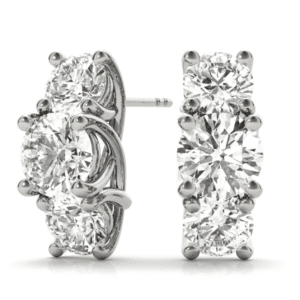 Triple Solitaire Prong-Set Earrings